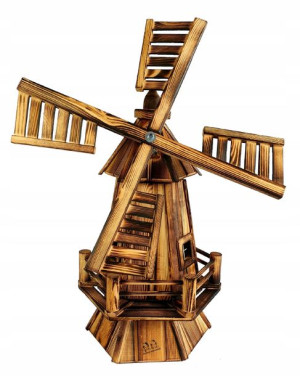 Wiatrak Ogrodowy Drewniany od Producenta Rodzaje Kolory Opalany Ogniem 81Cm