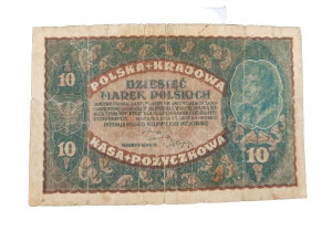 Stary Banknot kolekcjonerski 10 marek Polskich 1919 Polska