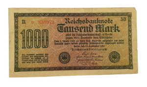 Stary Banknot Niemcy 1000 marek 1923