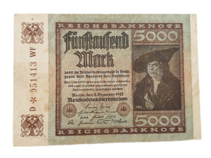 Stary Banknot kolekcjonerski Niemcy 5000 marek 1922