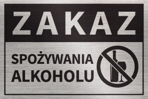 Tabliczka ZAKAZ SPOŻYWANIA ALKOHOLU 30x20 cm