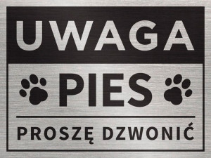 Tabliczka UWAGA PIES PROSZĘ DZWONIĆ 20x15 cm