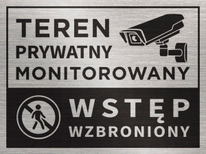 Tabliczka TEREN MONITOR. WSTĘP WZBRONIONY 20x15 cm