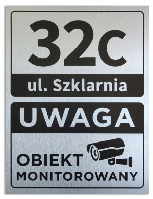 Tabliczka adresowa + ostrzegawcza numer domu 30x40