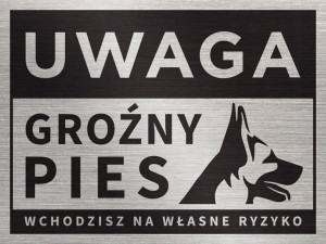 Tabliczka UWAGA GROŹNY PIES_WŁASNE RYZYKO 20x15 cm