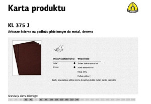 Klingspor Arkusze Ścierne Na Podłożu Płóciennym 230mm X 280mm Kl375j Gr. 80