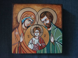 Ikona ręcznie pisana Święta Rodzina 20 x 20 cm