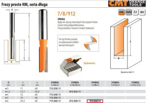 Cmt Frez Prosty Długi Hm D= 6 I=25,4 L=60 S=8