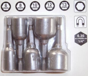 Końcówki Z Nasadką Magnetyczne 5szt. 6, 8, 10, 12, 13 Mm