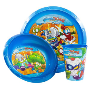 SUPER THINGS Zestaw Obiadowy Talerz Miska Kubek bez BPA