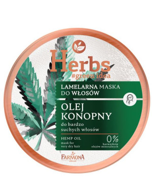 HERBS Lamelarna maska Olej Konopny do bardzo suchych włosów