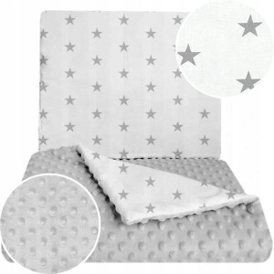 Pościel minky do wózka 2el. BB 55x75 gwiazdki szare na białym i minky szary