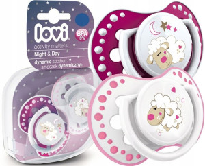 Smoczek dynamiczny Day&Night Lovi 6-18m 2szt.  owieczki girl