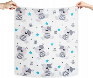 Pielucha flanelowa bawełniana miś teddy niebieski