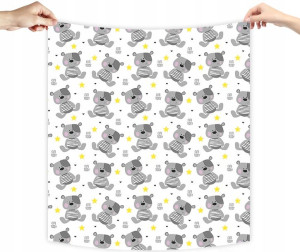 Pielucha flanelowa bawełniana mis teddy szaro żółty