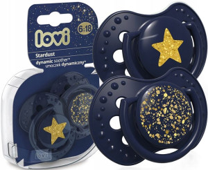 Smoczek dynamiczny Stardust Lovi 6-18m 2szt. niebieski