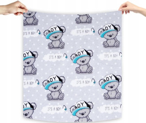 Pielucha flanelowa bawełniana It's a boy na szarym tle