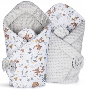 Becik rożek niemowlęcy Babyboom minky dwustronny Jelonek szary