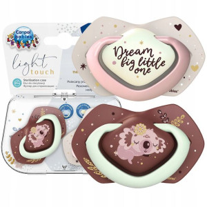 Smoczek symetryczny silikonowy 6-18m Canpol 2 szt Sleepy Koala różowy