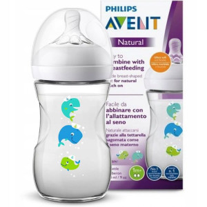 Butelka antykolkowa Avent Natural 260 ml Wieloryb