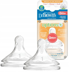 Smoczek do butelek Dr Brown's Option+ szeroki 2szt 0m+