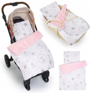 Pościel minky do wózka 2el. Babyboom 55x75 Sarenka kropki/różowy