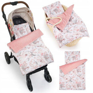 Pościel minky do wózka 2el. Babyboom 55x75 Dzika róża/brudny róż