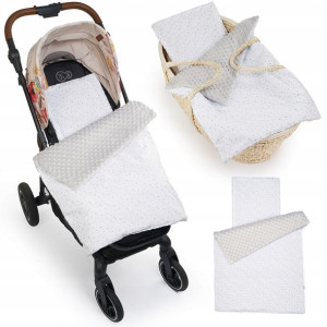 Pościel minky do wózka 2el. Babyboom 55x75 Gwiazdozbiór/szary