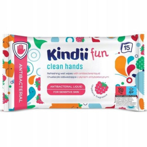 Chusteczki antybakteryjne do rąk Kindii Fun 15 szt.