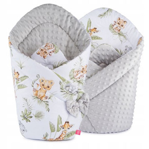 Becik rożek niemowlęcy Babyboom minky dwustronny Jungle vibes/ minky szary