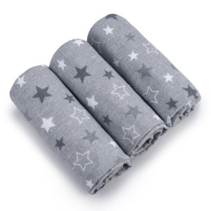 RF 3PAK Pielucha flanel 175gm gwiazdki w odcieniach szarości na szarym tle