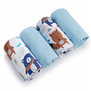 Pielucha tetrowa 4 szt. Granatowa łąka/niebieski