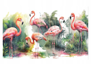 Fototapeta FLAMINGI Zwierzęta Liście Salon 312x219
