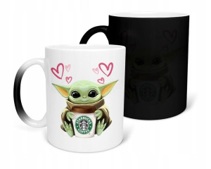 Kubek Magiczny Czarny Matowy Baby Yoda Prezent