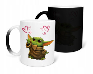 Kubek Magiczny Czarny Matowy Baby Yoda Prezent