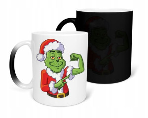 Kubek Magiczny Czarny Matowy Grinch Prezent Święta