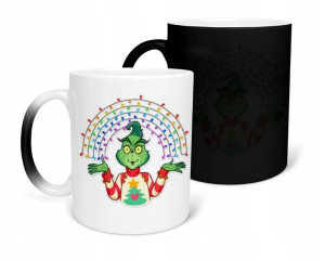 Kubek Magiczny Czarny Matowy Grinch Prezent Święta