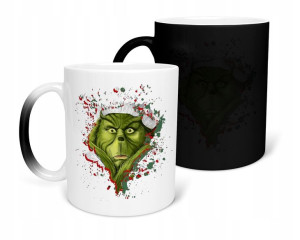 Kubek Magiczny Czarny Matowy Grinch Prezent Święta