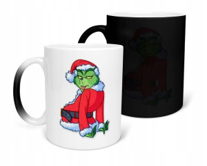Kubek Magiczny Czarny Matowy Grinch Prezent Święta