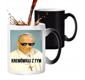 Kubek Magiczny Czarny Matowy Papież Jan Paweł 2137