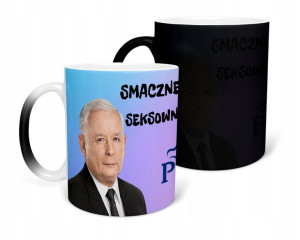 Kubek Magiczny Czarny Matowy Prezes Pis Kaczyński