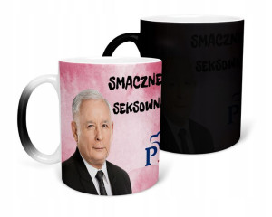 Kubek Magiczny Czarny Matowy Prezes Pis Kaczyński