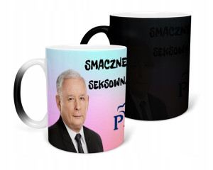 Kubek Magiczny Czarny Matowy Prezes Pis Kaczyński
