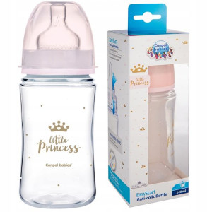 Butelka antykolkowa ze smoczkiem antykolkowa ROYAL 240ml Canpol różowa