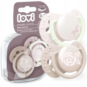 Smoczek dynamiczny Baby shower Lovi 0-2m 2szt. Girl