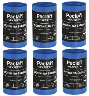 Worki na śmieci PACLAN EXPERT 60L 6 ROLEK 600 SZT