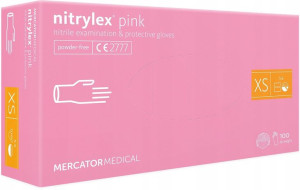 RĘKAWICE rękawiczki NITRYLOWE RÓŻOWE PINK XS