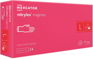 RĘKAWICE rękawiczki NITRYLOWE MAGENTA RÓŻ PINK L