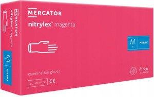 RĘKAWICE rękawiczki NITRYLOWE MAGENTA RÓŻ PINK M