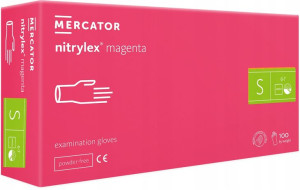 RĘKAWICE rękawiczki NITRYLOWE MAGENTA RÓŻ PINK S